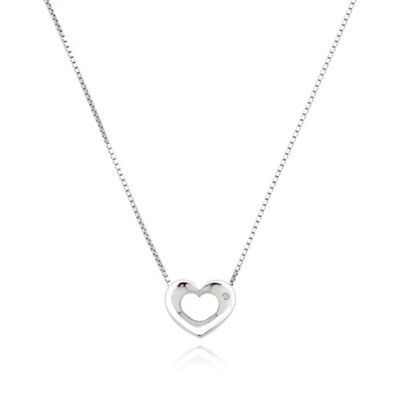 Sterling silver diamond heart pendant necklace